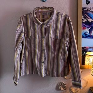 vertical striped multicolor jacket w pockets